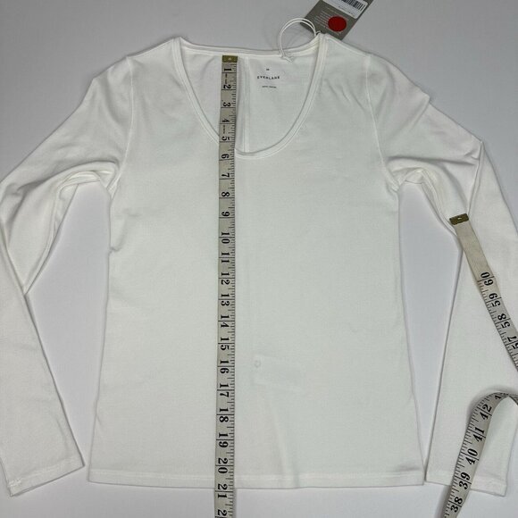 Everlane Women's NWT White The Supima Stretch Ballet Neck Long Sleeve Top XS/C28 - Picture 10 of 13
